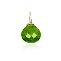 Tiny Peridot Teardrop Gemstone Pendant - Tiny Peridot Teardrop Gemstone Pendant - 14k Rose Gold Fill - Luna Tide Handmade Crystal Jewellery