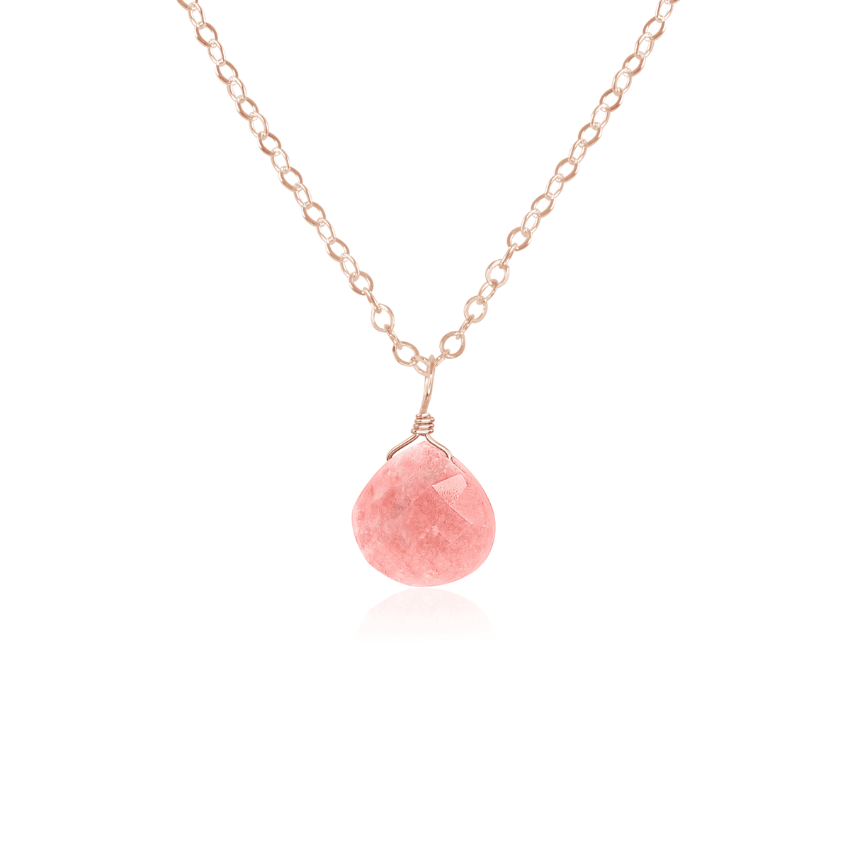 Teardrop Necklace - Pink Peruvian Opal - 14K Rose Gold Fill - Luna Tide Handmade Jewellery