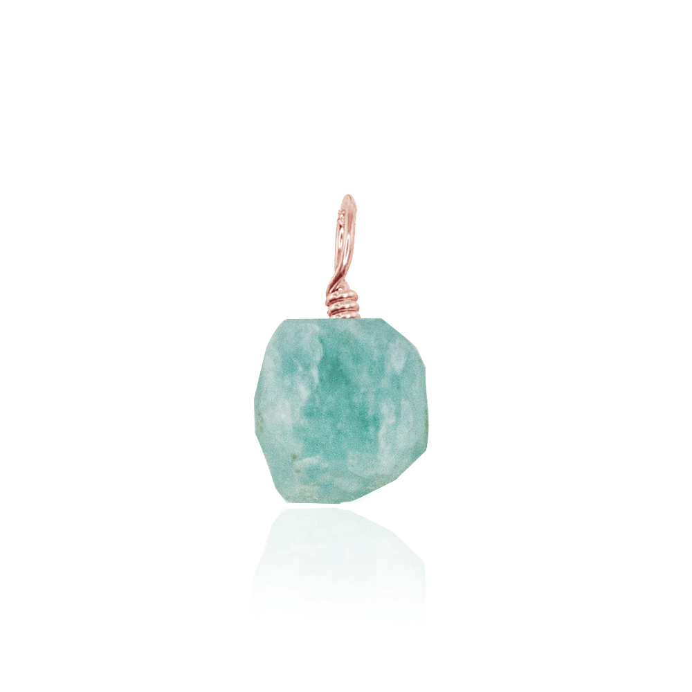 Tiny Raw Amazonite Crystal Pendant - Tiny Raw Amazonite Crystal Pendant - 14k Rose Gold Fill - Luna Tide Handmade Crystal Jewellery