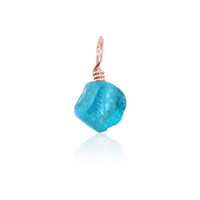 Tiny Raw Apatite Crystal Pendant - Tiny Raw Apatite Crystal Pendant - 14k Rose Gold Fill - Luna Tide Handmade Crystal Jewellery