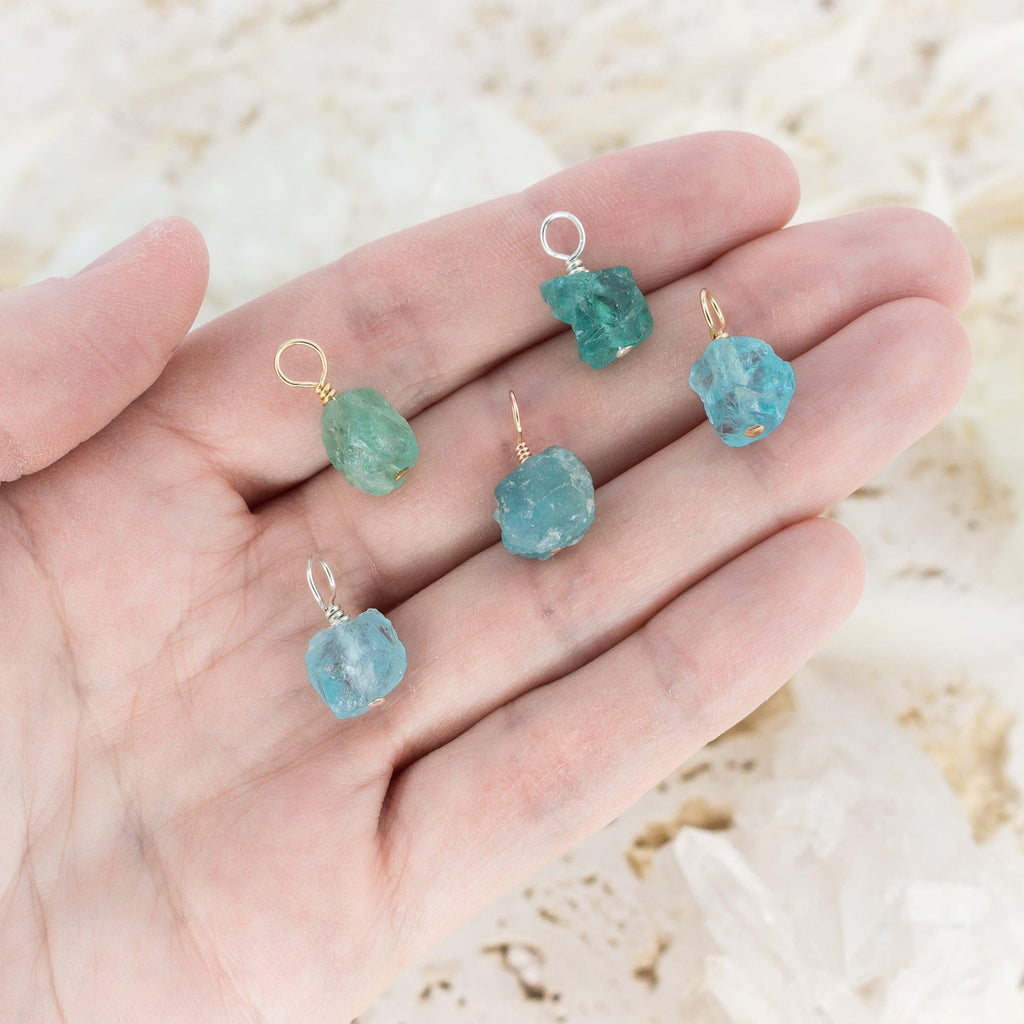 Tiny Raw Apatite Crystal Pendant - Tiny Raw Apatite Crystal Pendant - Sterling Silver - Luna Tide Handmade Crystal Jewellery