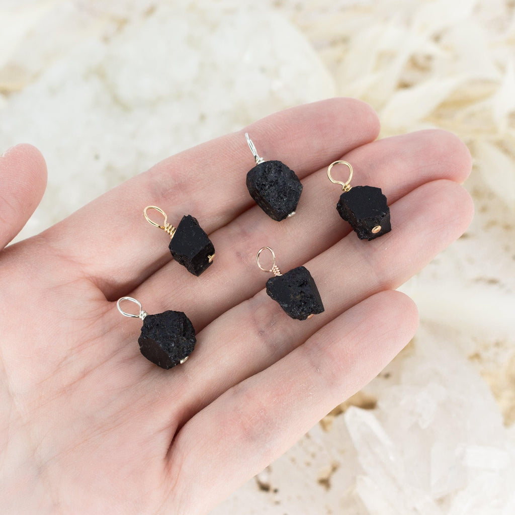 Tiny Raw Black Tourmaline Crystal Pendant - Tiny Raw Black Tourmaline Crystal Pendant - 14k Gold Fill - Luna Tide Handmade Crystal Jewellery