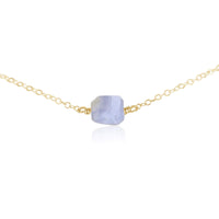 Raw Nugget Choker - Blue Lace Agate - 14K Gold Fill - Luna Tide Handmade Jewellery