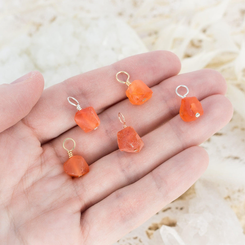 Tiny Raw Carnelian Crystal Pendant - Tiny Raw Carnelian Crystal Pendant - 14k Gold Fill - Luna Tide Handmade Crystal Jewellery