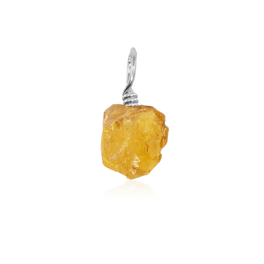 Tiny Raw Citrine Crystal Pendant - Tiny Raw Citrine Crystal Pendant - Sterling Silver - Luna Tide Handmade Crystal Jewellery
