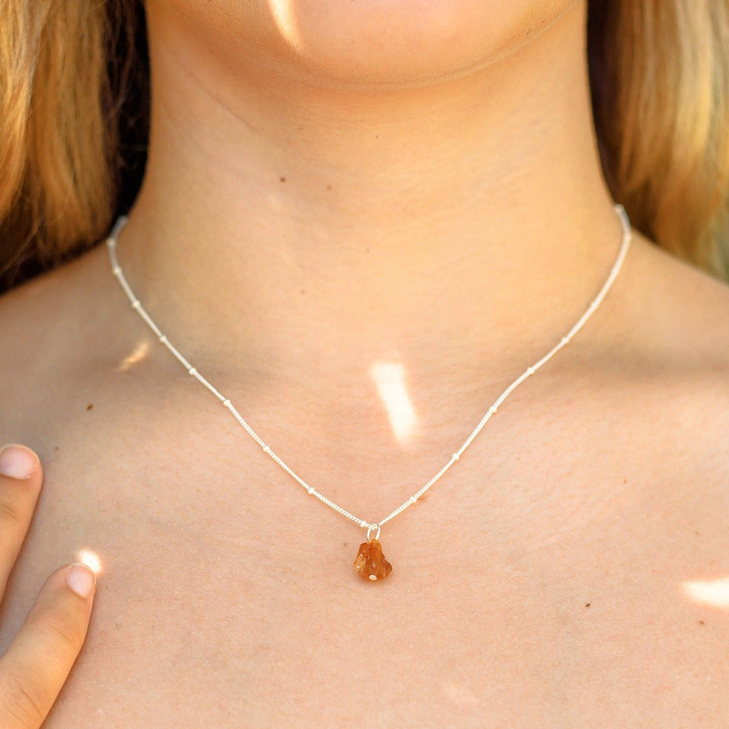 Tiny Raw Citrine Pendant Necklace - Tiny Raw Citrine Pendant Necklace - 14k Gold Fill / Cable - Luna Tide Handmade Crystal Jewellery