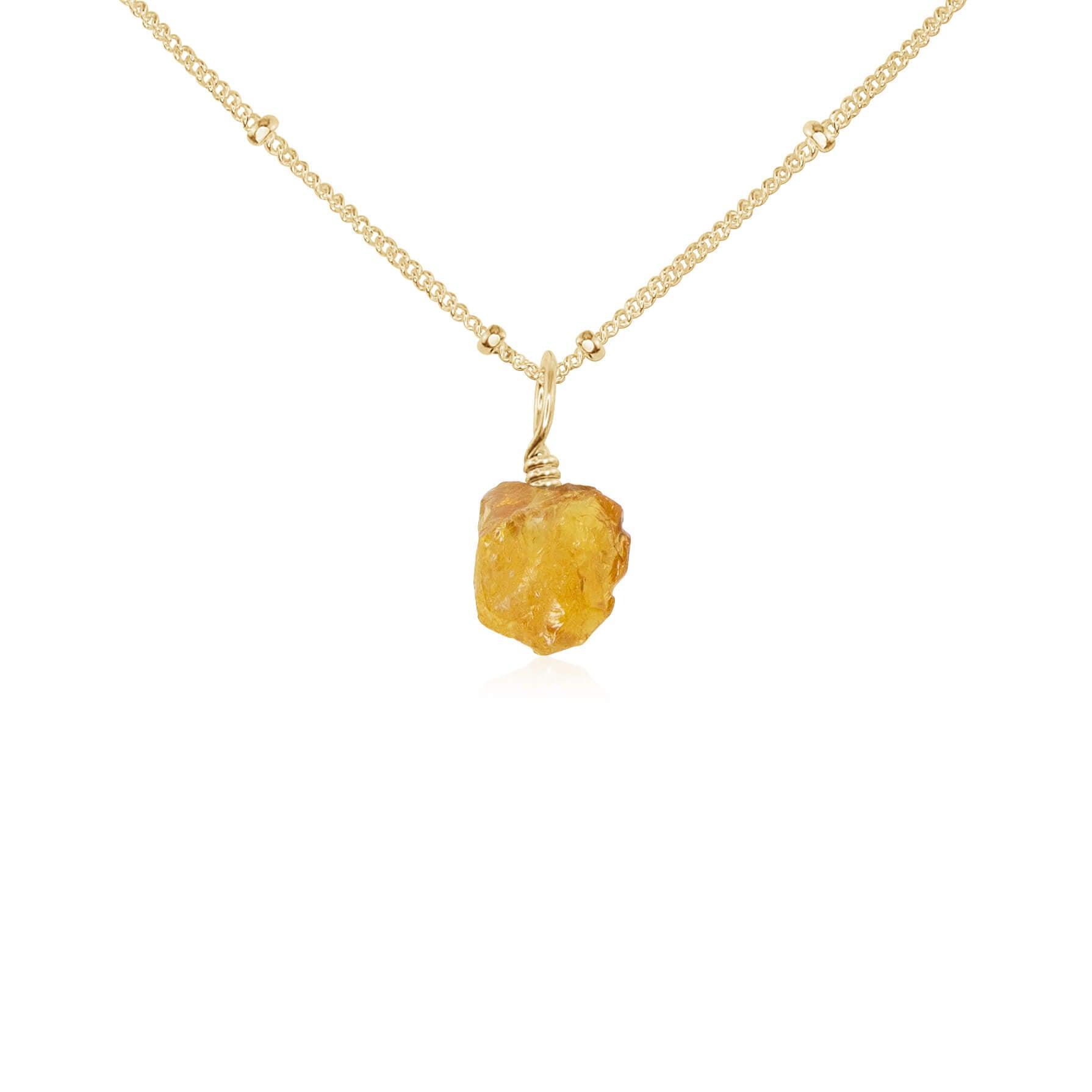 Tiny Raw Citrine Pendant Necklace - Tiny Raw Citrine Pendant Necklace - 14k Gold Fill / Satellite - Luna Tide Handmade Crystal Jewellery