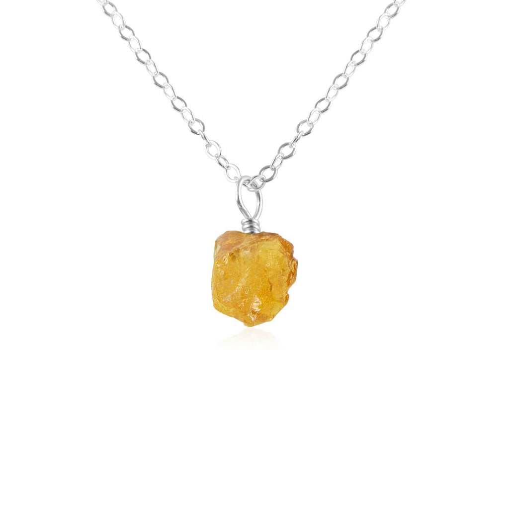 Tiny Raw Citrine Pendant Necklace - Tiny Raw Citrine Pendant Necklace - Sterling Silver / Cable - Luna Tide Handmade Crystal Jewellery