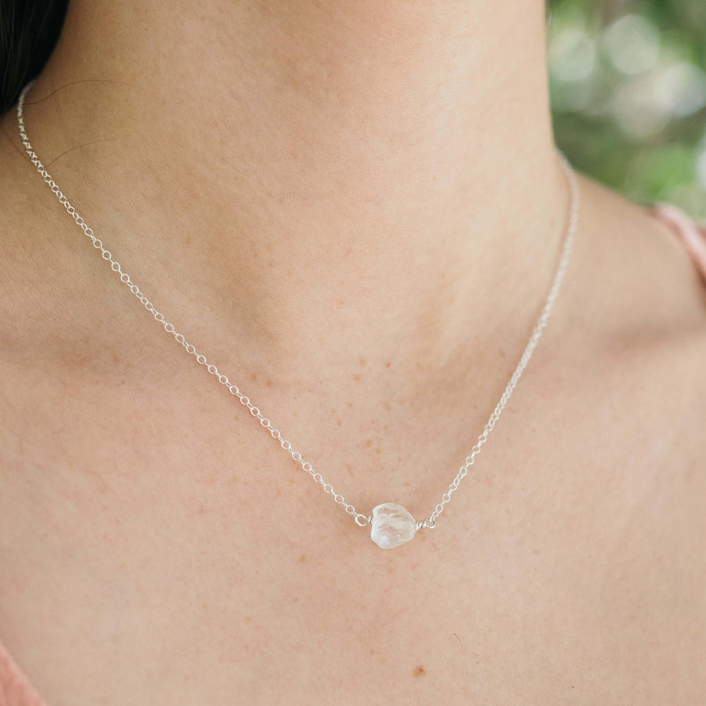 Tiny Raw Crystal Quartz Crystal Nugget Necklace - Tiny Raw Crystal Quartz Crystal Nugget Necklace - 14k Gold Fill - Luna Tide Handmade Crystal Jewellery