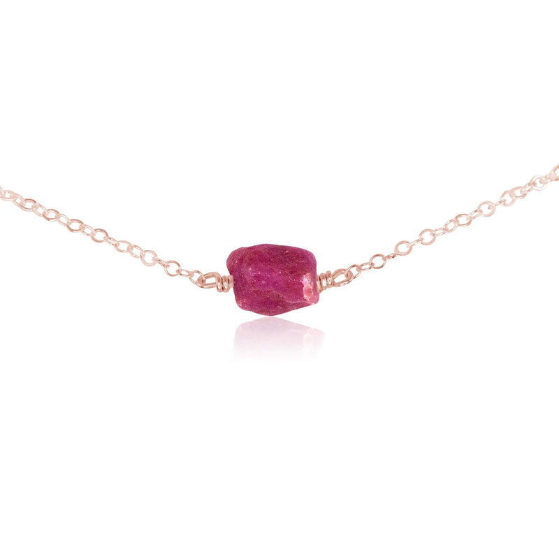 Raw Nugget Choker - Ruby - 14K Rose Gold Fill - Luna Tide Handmade Jewellery