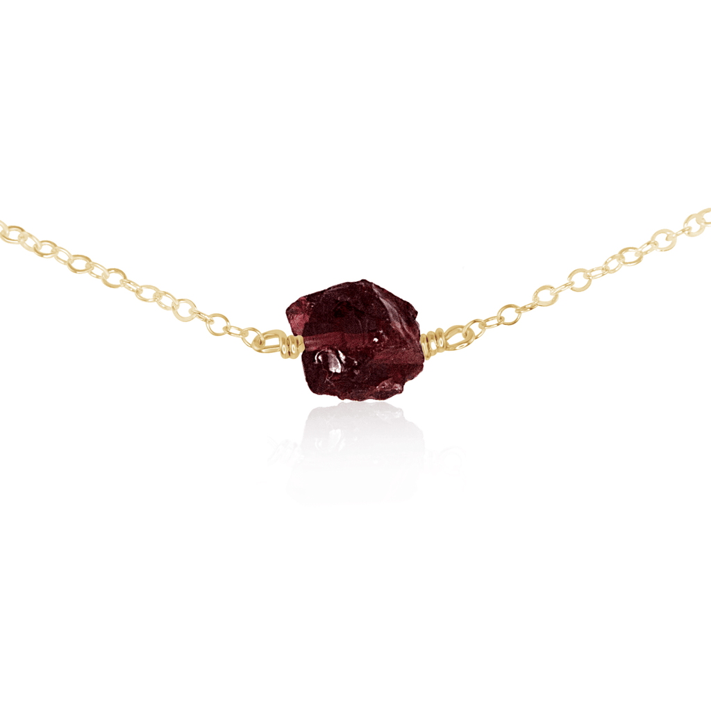 Tiny Raw Garnet Crystal Nugget Choker - Tiny Raw Garnet Crystal Nugget Choker - 14k Gold Fill - Luna Tide Handmade Crystal Jewellery
