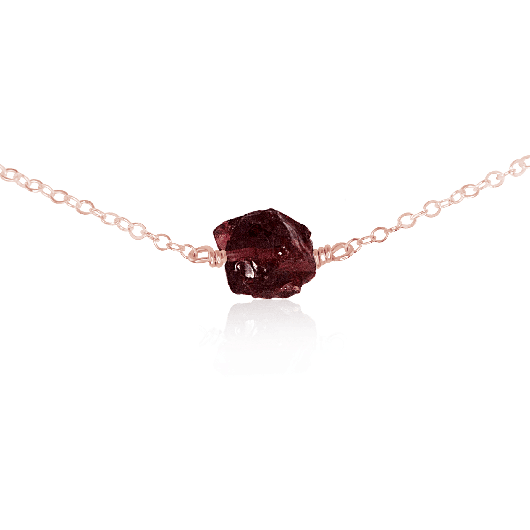Tiny Raw Garnet Crystal Nugget Choker - Tiny Raw Garnet Crystal Nugget Choker - 14k Rose Gold Fill - Luna Tide Handmade Crystal Jewellery