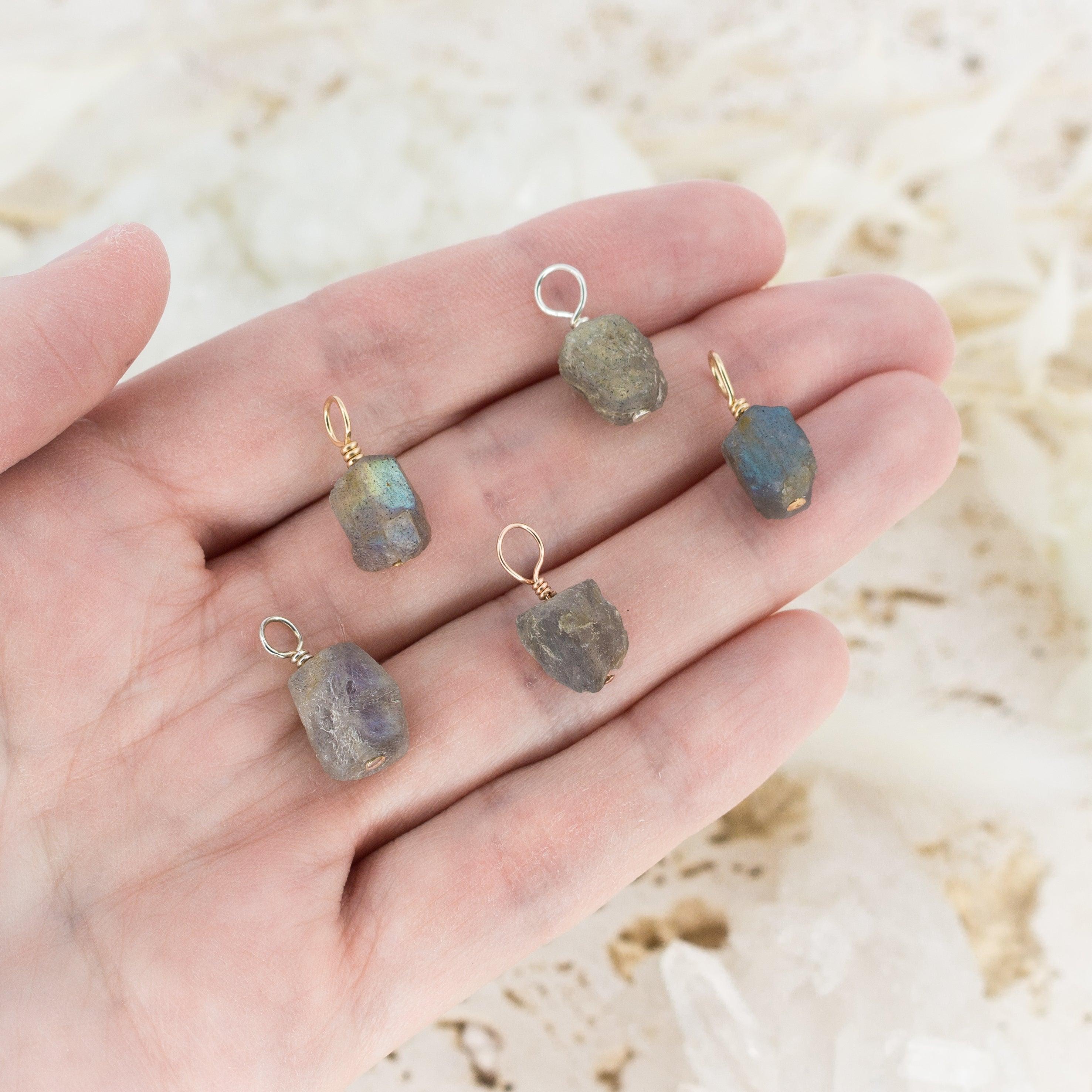 Tiny Raw Labradorite Crystal Pendant - Tiny Raw Labradorite Crystal Pendant - 14k Gold Fill - Luna Tide Handmade Crystal Jewellery