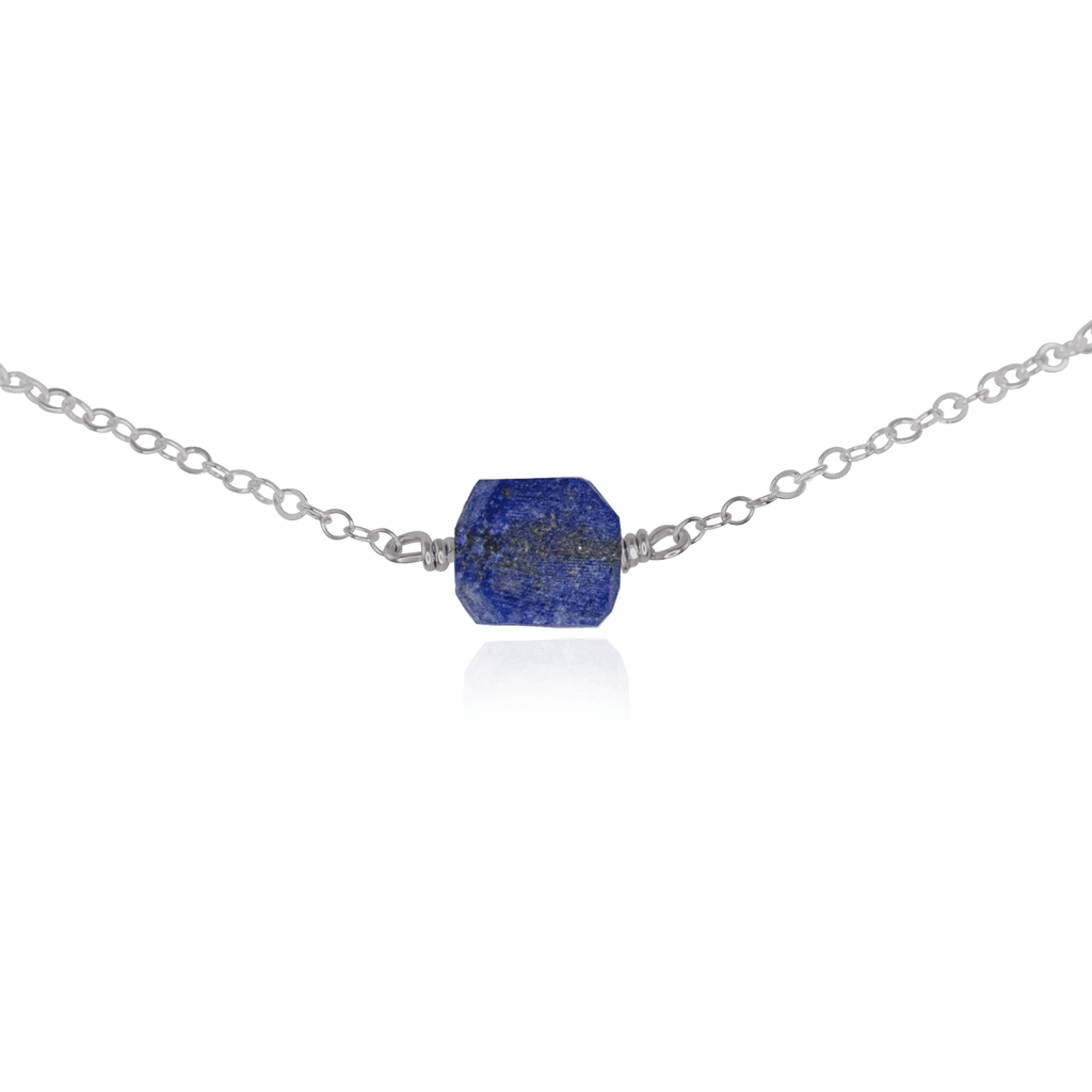 Tiny Raw Lapis Lazuli Crystal Nugget Choker - Tiny Raw Lapis Lazuli Crystal Nugget Choker - Stainless Steel - Luna Tide Handmade Crystal Jewellery