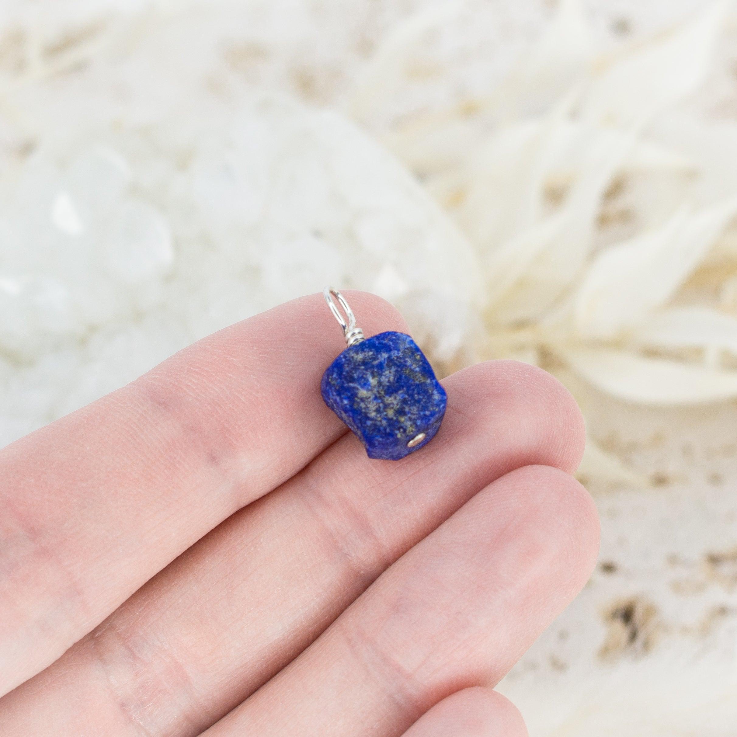 Tiny Raw Lapis Lazuli Crystal Pendant - Tiny Raw Lapis Lazuli Crystal Pendant - Sterling Silver - Luna Tide Handmade Crystal Jewellery