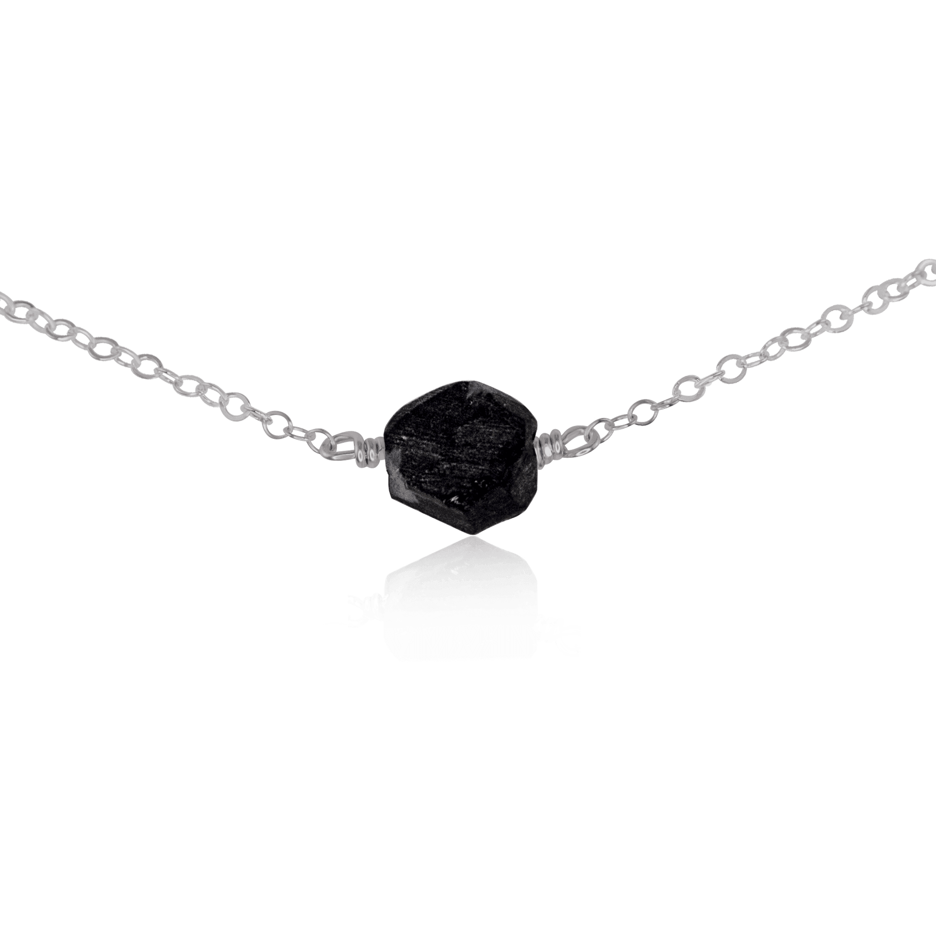 Tiny Raw Obsidian Crystal Nugget Choker - Tiny Raw Obsidian Crystal Nugget Choker - Stainless Steel - Luna Tide Handmade Crystal Jewellery