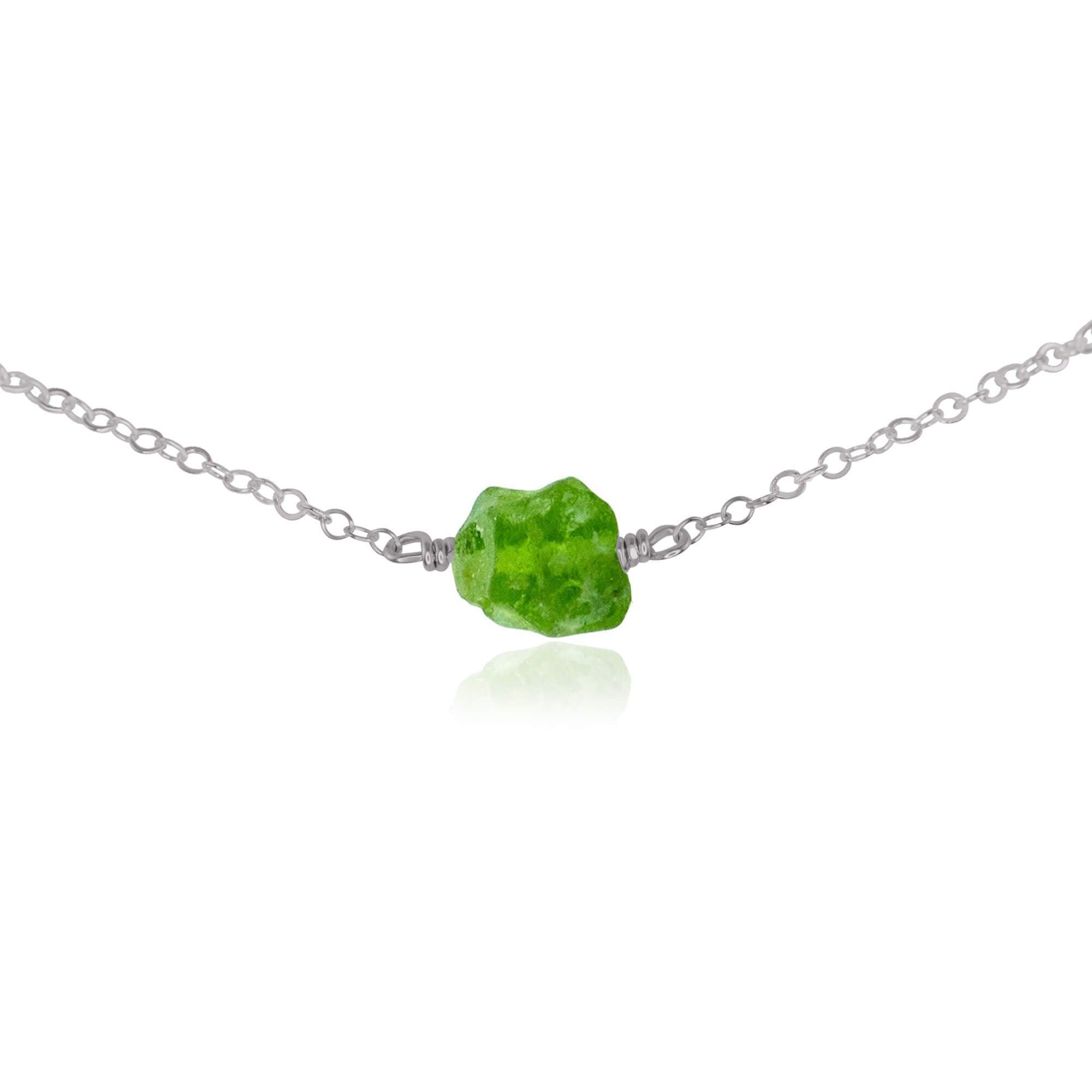 Tiny Raw Peridot Crystal Nugget Choker - Tiny Raw Peridot Crystal Nugget Choker - Stainless Steel - Luna Tide Handmade Crystal Jewellery