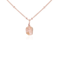 Raw Crystal Pendant Necklace - Pink Peruvian Opal - 14K Rose Gold Fill Satellite - Luna Tide Handmade Jewellery