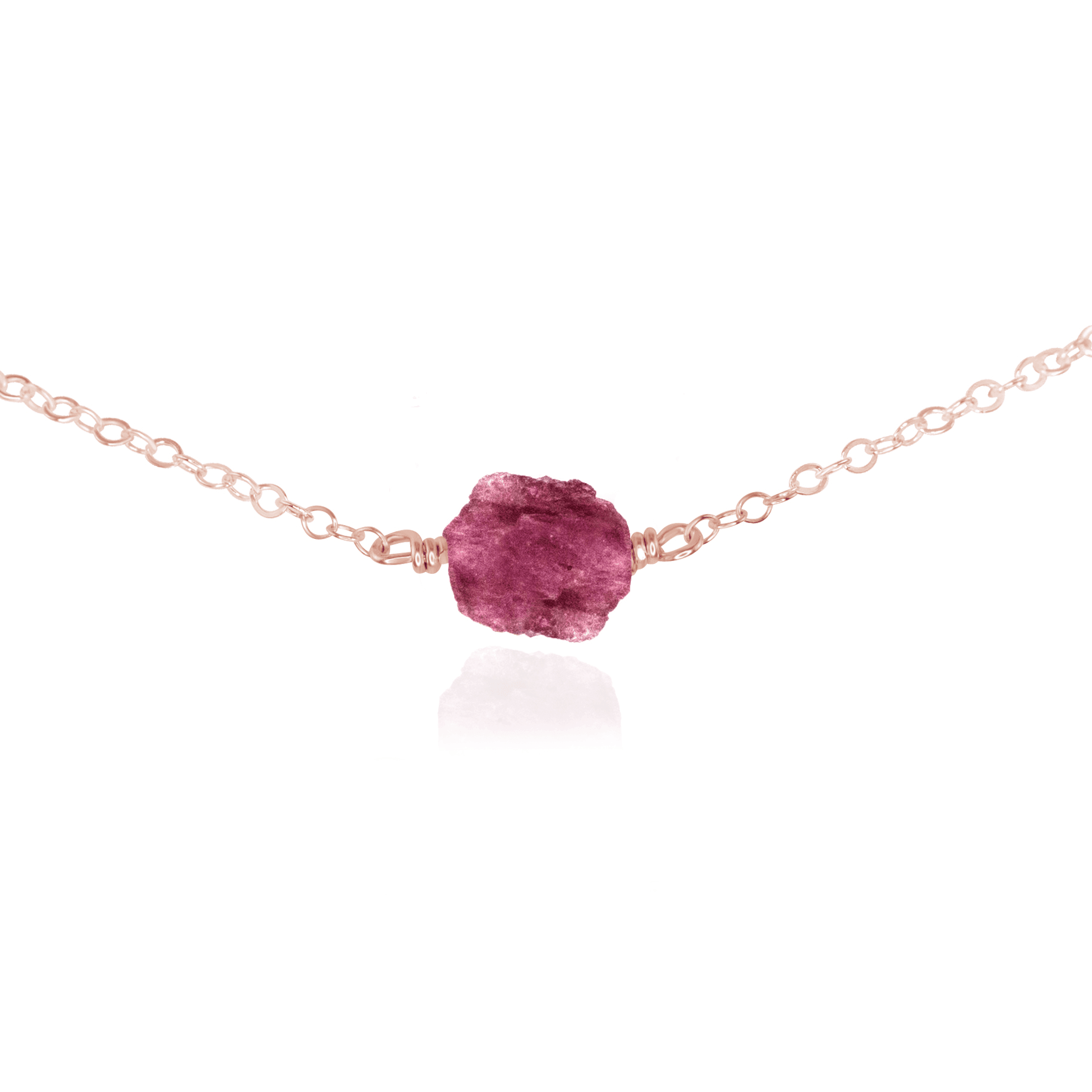 Tiny Raw Pink Tourmaline Crystal Nugget Choker - Tiny Raw Pink Tourmaline Crystal Nugget Choker - 14k Rose Gold Fill - Luna Tide Handmade Crystal Jewellery