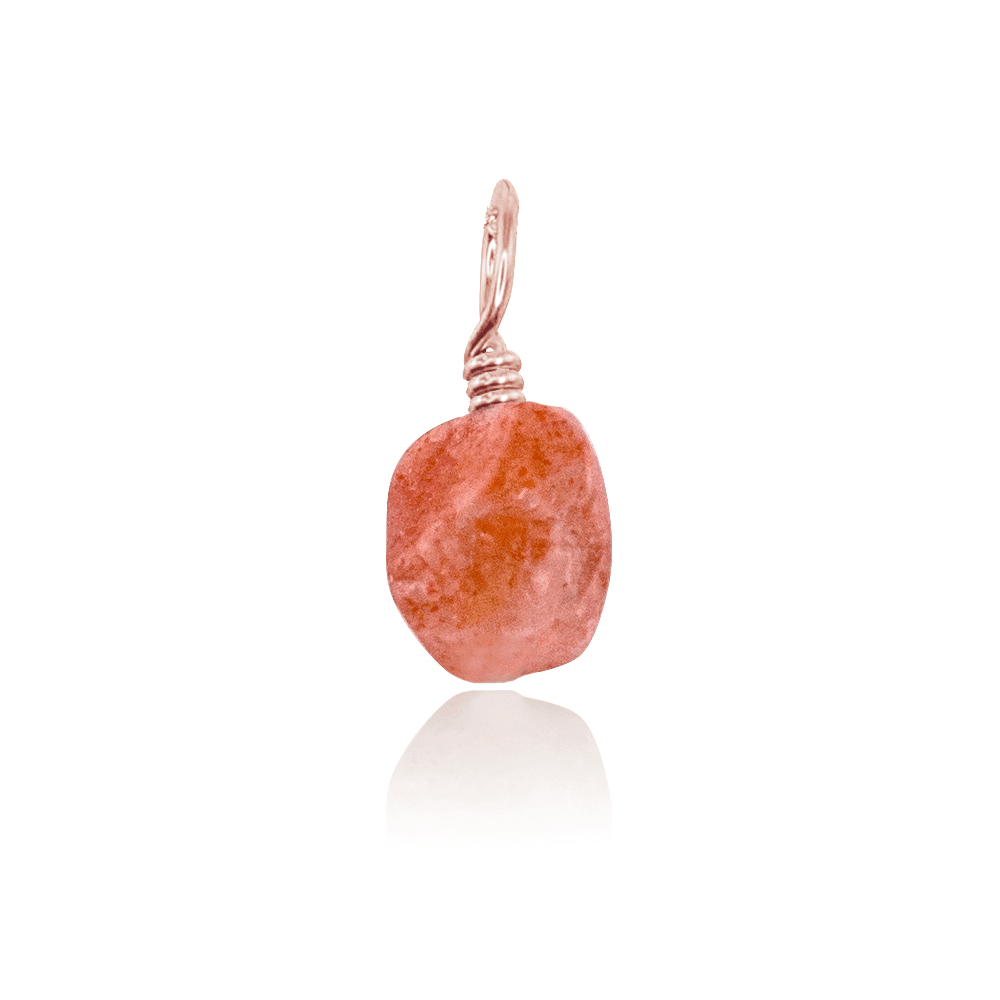 Tiny Raw Sunstone Crystal Pendant - Tiny Raw Sunstone Crystal Pendant - 14k Rose Gold Fill - Luna Tide Handmade Crystal Jewellery