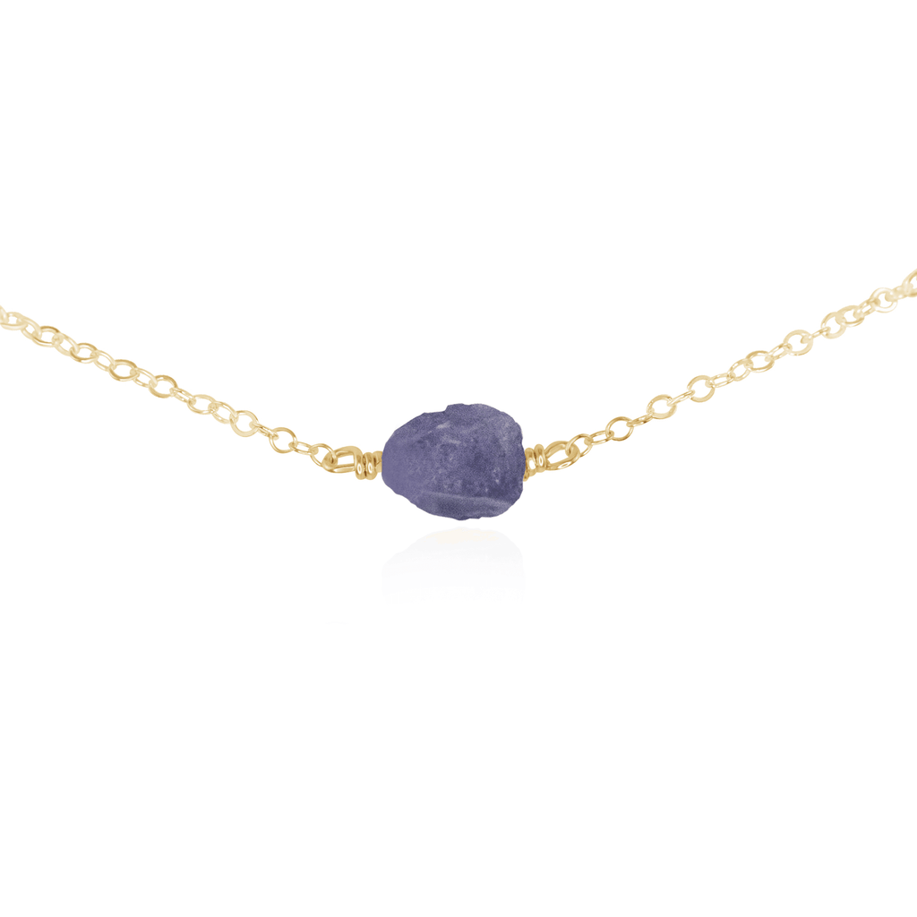 Tiny Raw Tanzanite Crystal Nugget Choker - Tiny Raw Tanzanite Crystal Nugget Choker - 14k Gold Fill - Luna Tide Handmade Crystal Jewellery