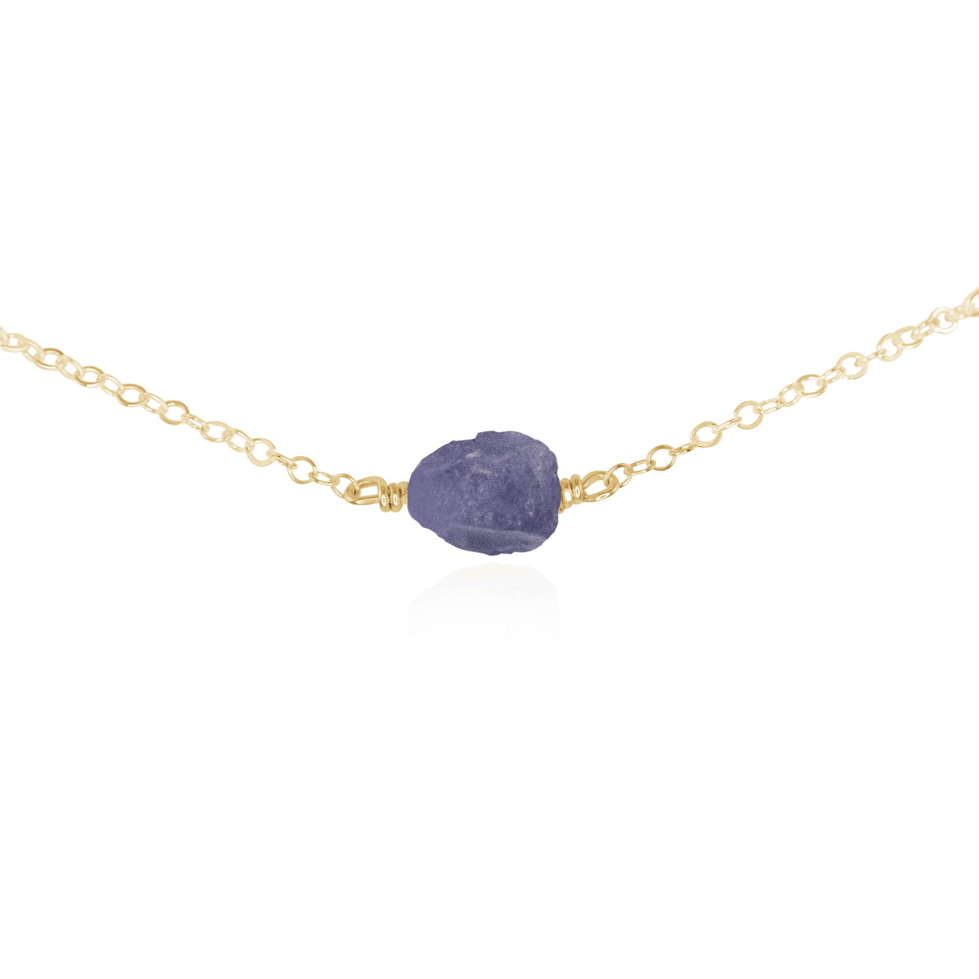 Tiny Raw Tanzanite Crystal Nugget Choker - Tiny Raw Tanzanite Crystal Nugget Choker - 14k Gold Fill - Luna Tide Handmade Crystal Jewellery