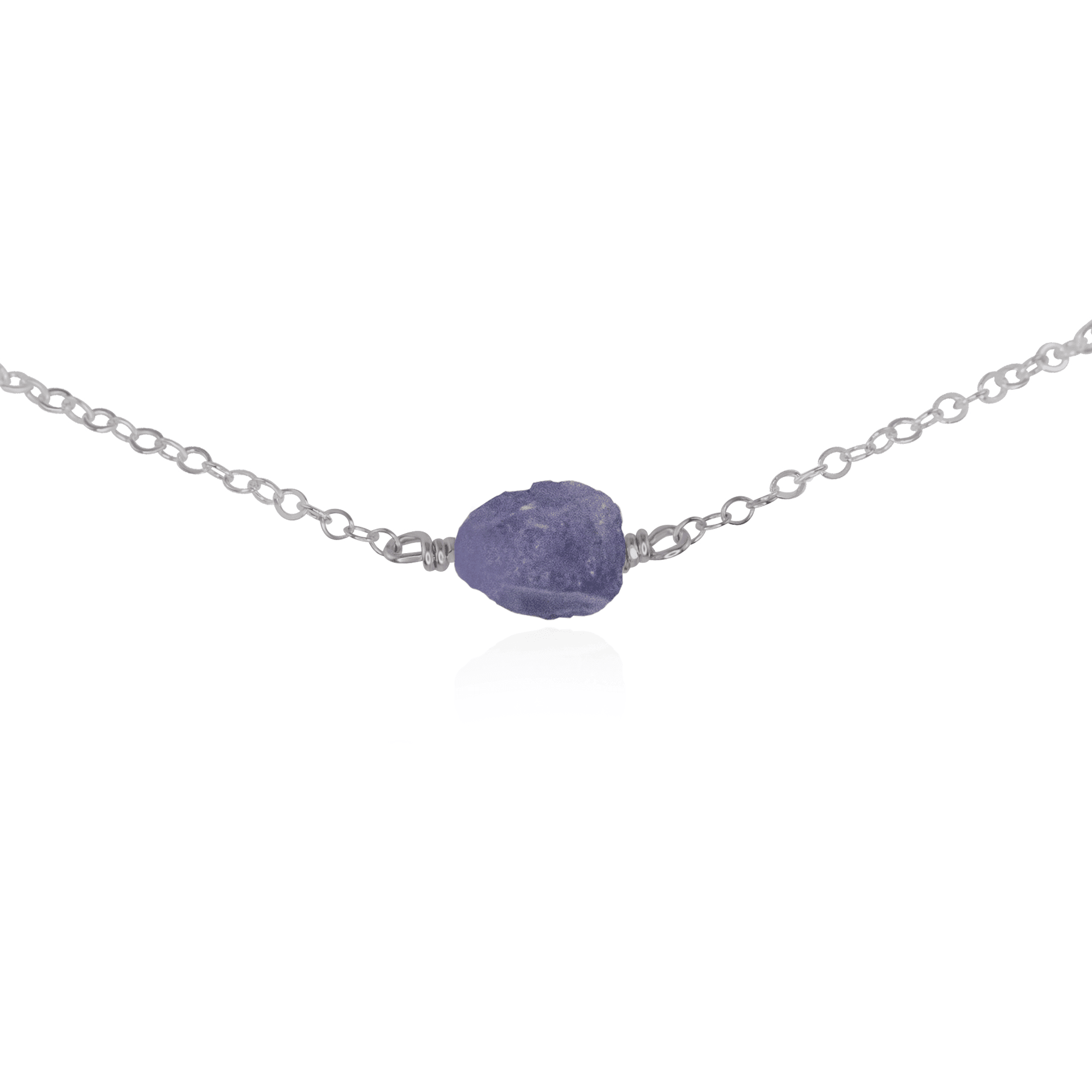 Tiny Raw Tanzanite Crystal Nugget Choker - Tiny Raw Tanzanite Crystal Nugget Choker - Stainless Steel - Luna Tide Handmade Crystal Jewellery