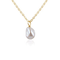 Raw Crystal Pendant Necklace - Freshwater Pearl - 14K Gold Fill - Luna Tide Handmade Jewellery