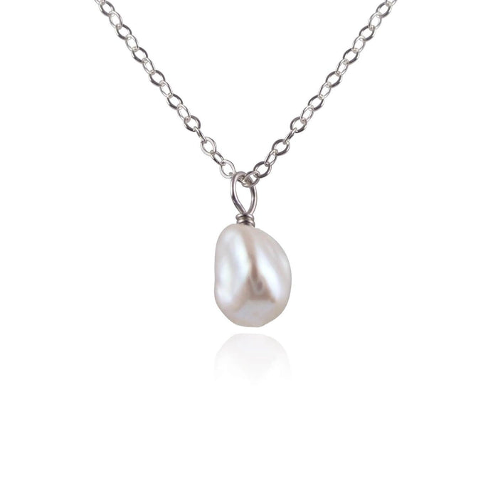 Tiny Raw White Freshwater Pearl Pendant Necklace - Tiny Raw White Freshwater Pearl Pendant Necklace - Stainless Steel / Cable - Luna Tide Handmade Crystal Jewellery