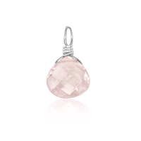 Tiny Rose Quartz Teardrop Gemstone Pendant - Tiny Rose Quartz Teardrop Gemstone Pendant - Sterling Silver - Luna Tide Handmade Crystal Jewellery