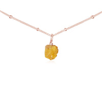 Tiny Rough Citrine Gemstone Pendant Choker - Tiny Rough Citrine Gemstone Pendant Choker - 14k Rose Gold Fill / Satellite - Luna Tide Handmade Crystal Jewellery