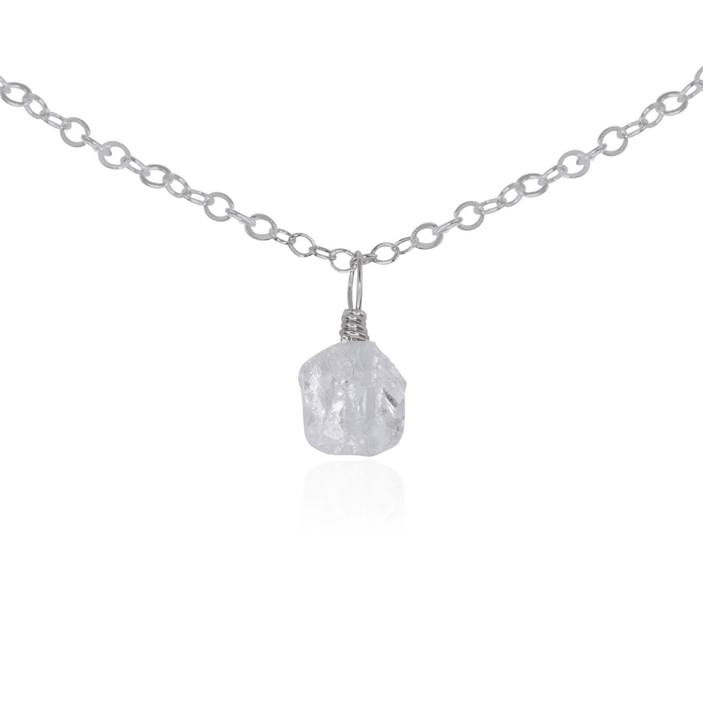 Tiny Rough Crystal Quartz Gemstone Pendant Choker - Tiny Rough Crystal Quartz Gemstone Pendant Choker - Stainless Steel / Cable - Luna Tide Handmade Crystal Jewellery