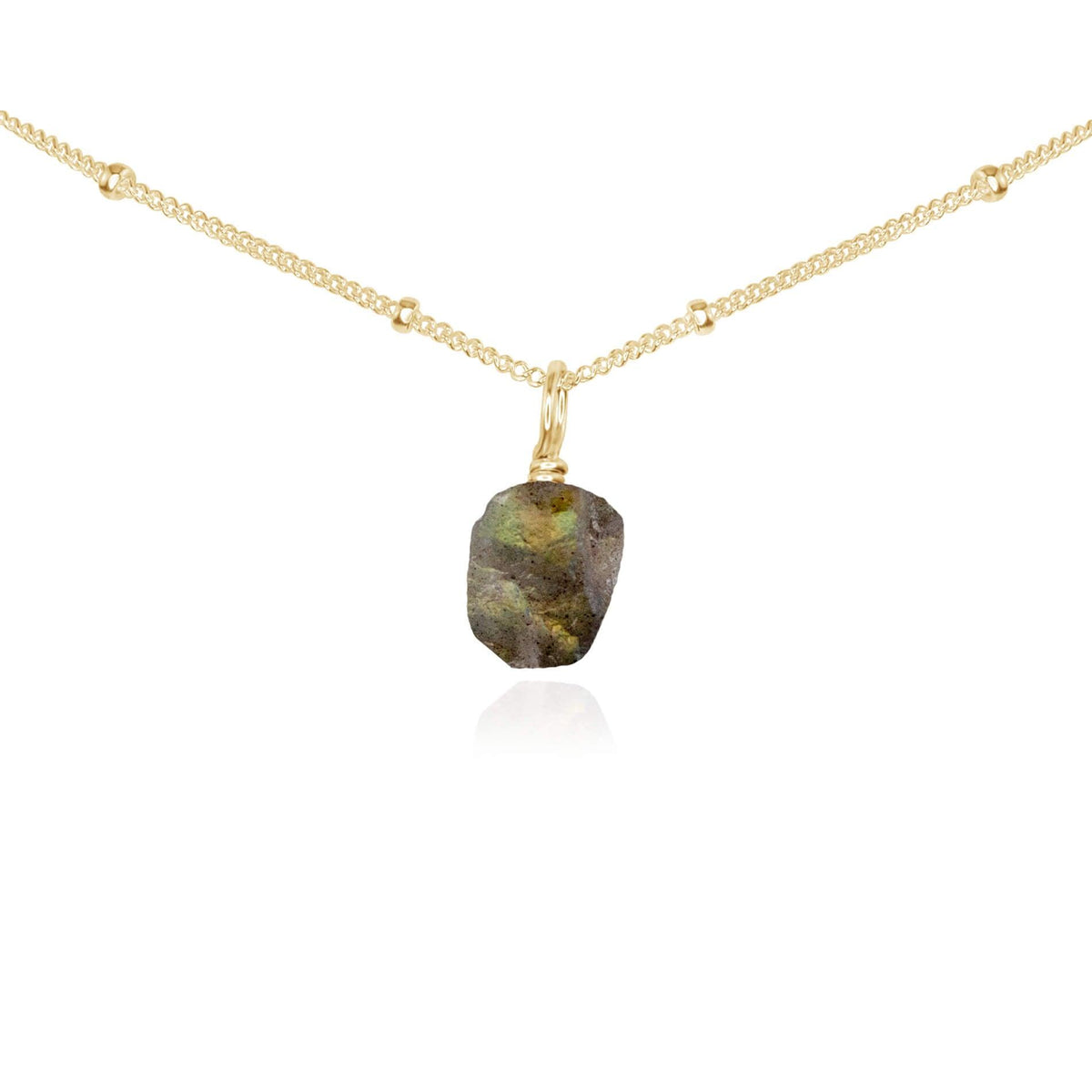 Tiny Rough Labradorite Gemstone Pendant Choker - Tiny Rough Labradorite Gemstone Pendant Choker - 14k Gold Fill / Satellite - Luna Tide Handmade Crystal Jewellery