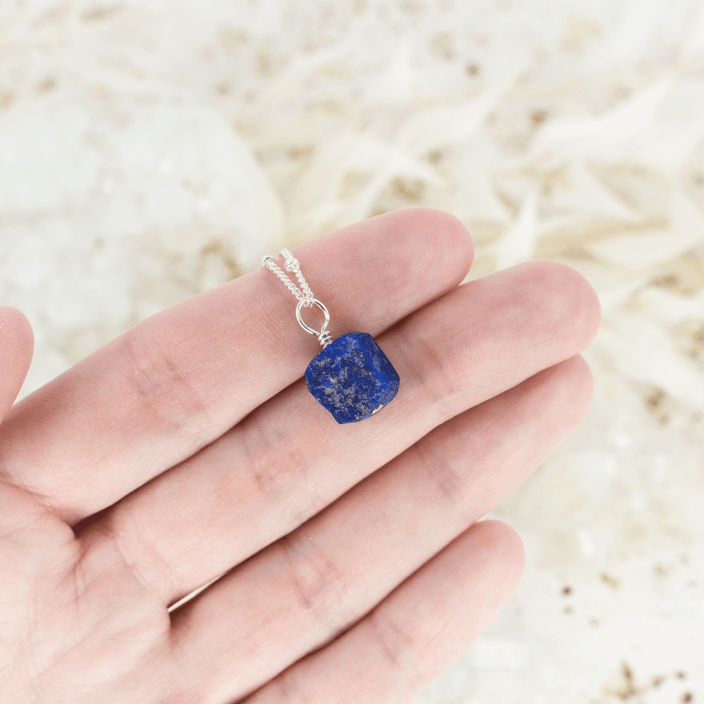 Tiny Rough Lapis Lazuli Gemstone Pendant Choker - Tiny Rough Lapis Lazuli Gemstone Pendant Choker - 14k Gold Fill / Cable - Luna Tide Handmade Crystal Jewellery