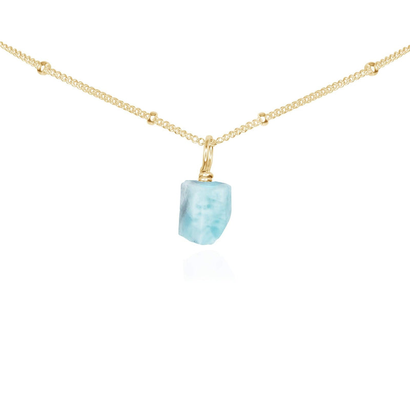 Tiny Rough Larimar Gemstone Pendant Choker - Tiny Rough Larimar Gemstone Pendant Choker - 14k Gold Fill / Satellite - Luna Tide Handmade Crystal Jewellery