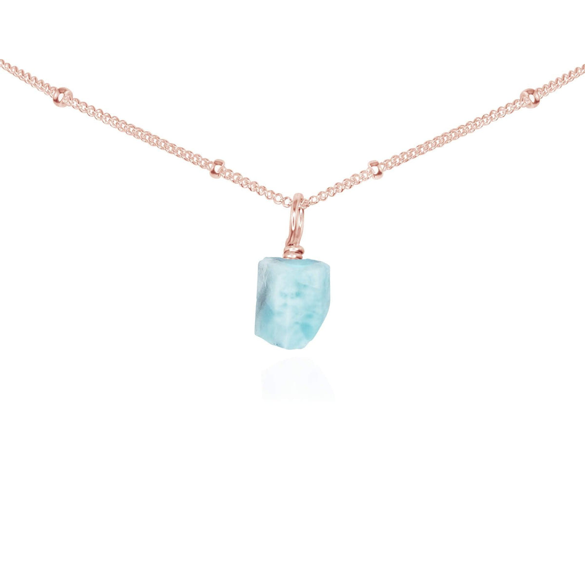 Tiny Rough Larimar Gemstone Pendant Choker - Tiny Rough Larimar Gemstone Pendant Choker - 14k Rose Gold Fill / Satellite - Luna Tide Handmade Crystal Jewellery