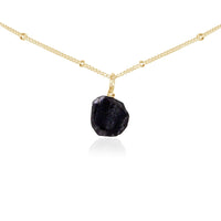 Tiny Rough Obsidian Gemstone Pendant Choker - Tiny Rough Obsidian Gemstone Pendant Choker - 14k Gold Fill / Satellite - Luna Tide Handmade Crystal Jewellery