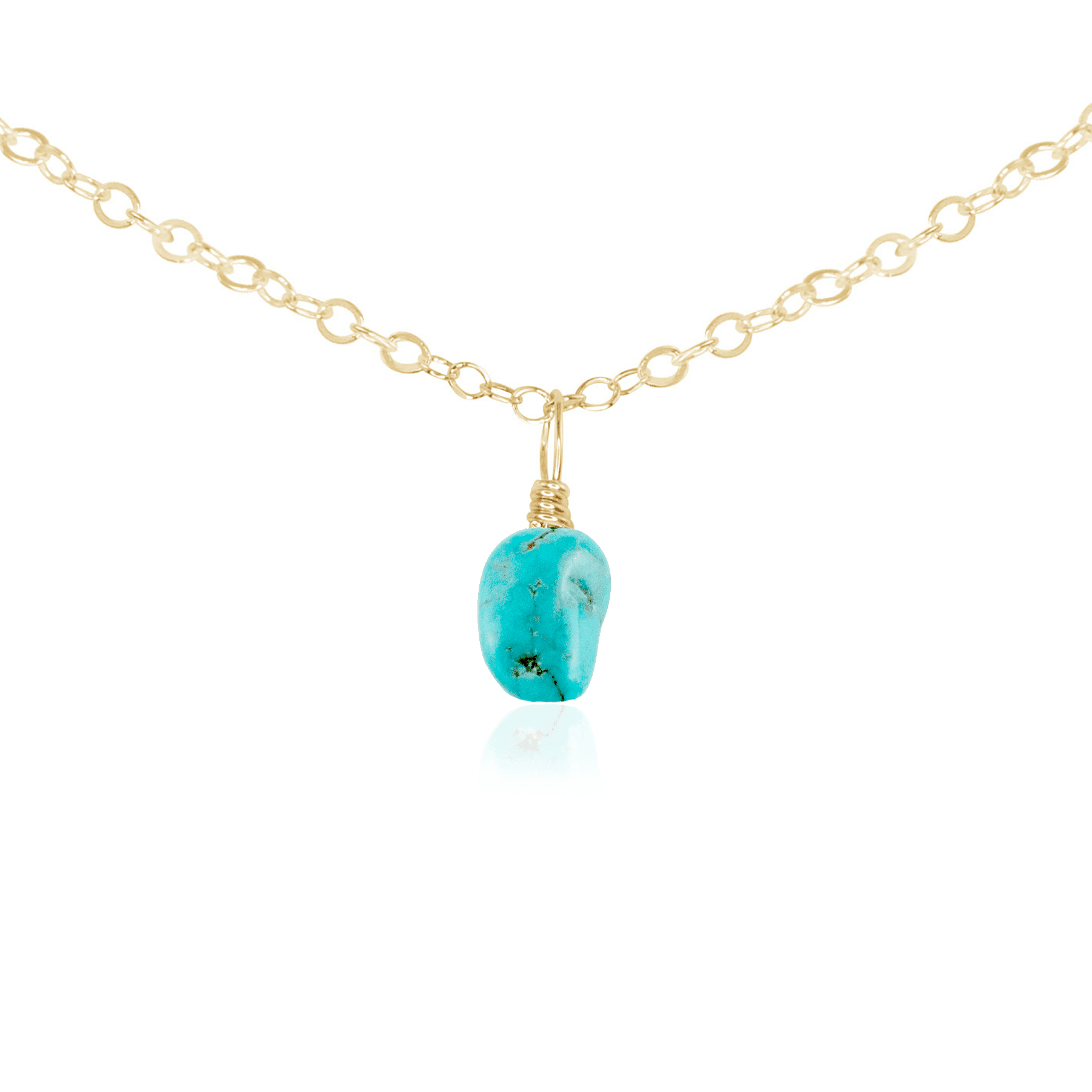 Tiny Rough Turquoise Gemstone Pendant Choker - Tiny Rough Turquoise Gemstone Pendant Choker - 14k Gold Fill / Cable - Luna Tide Handmade Crystal Jewellery