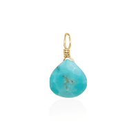 Tiny Turquoise Teardrop Gemstone Pendant - Tiny Turquoise Teardrop Gemstone Pendant - 14k Gold Fill - Luna Tide Handmade Crystal Jewellery