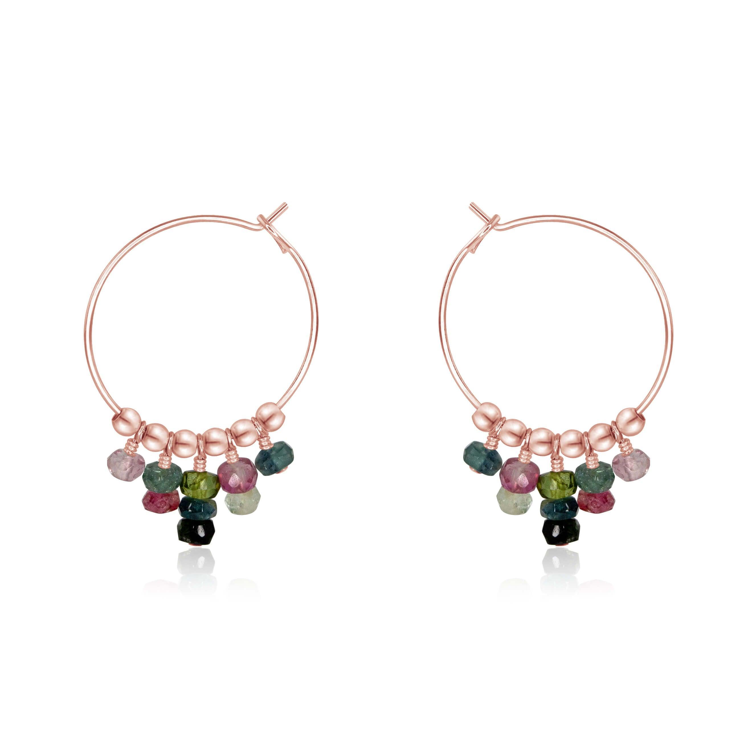 Tourmaline Statement Hoop Earrings - Tourmaline Statement Hoop Earrings - 14k Rose Gold Fill - Luna Tide Handmade Crystal Jewellery