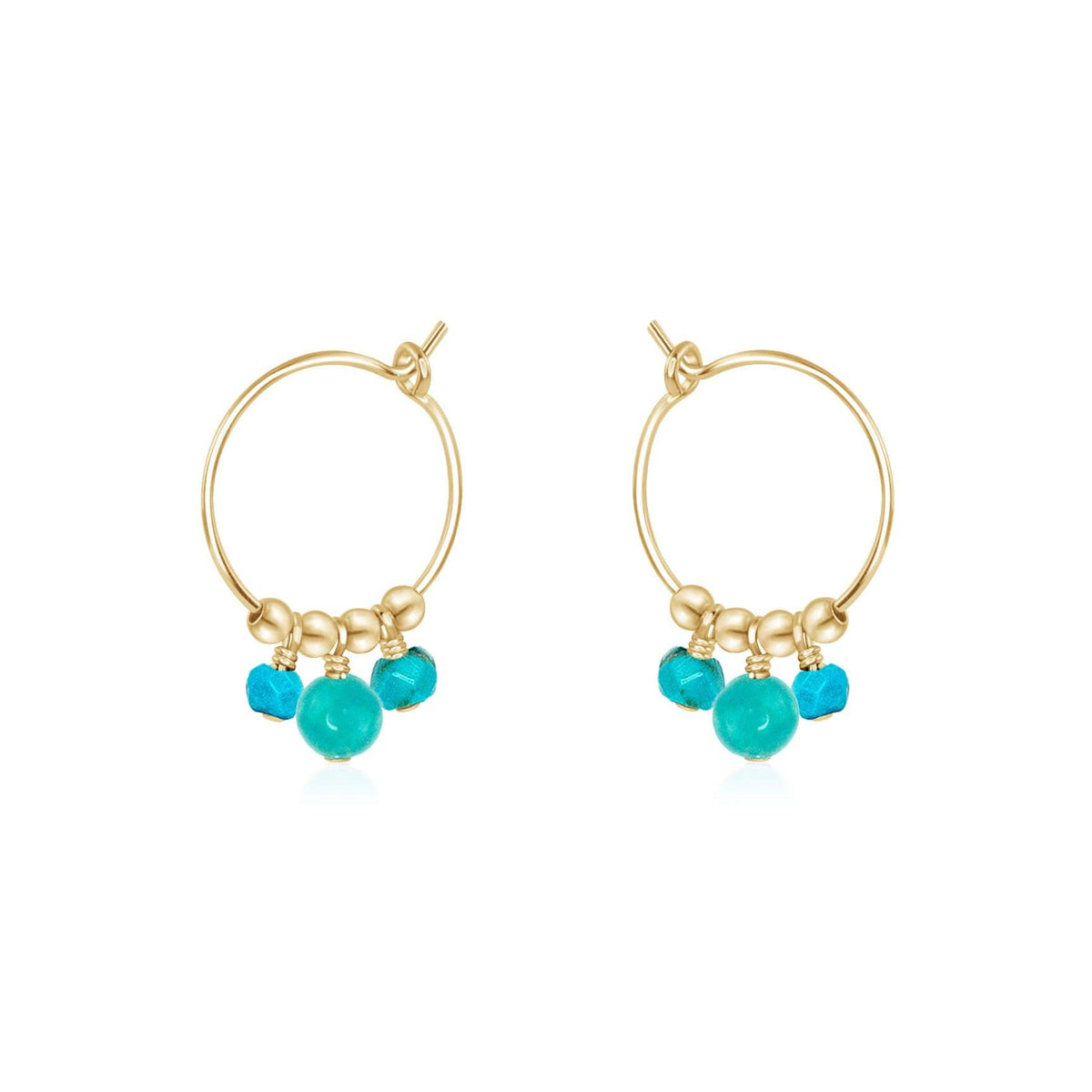 Hoop Earrings - Turquoise - 14K Gold Fill - Luna Tide Handmade Jewellery
