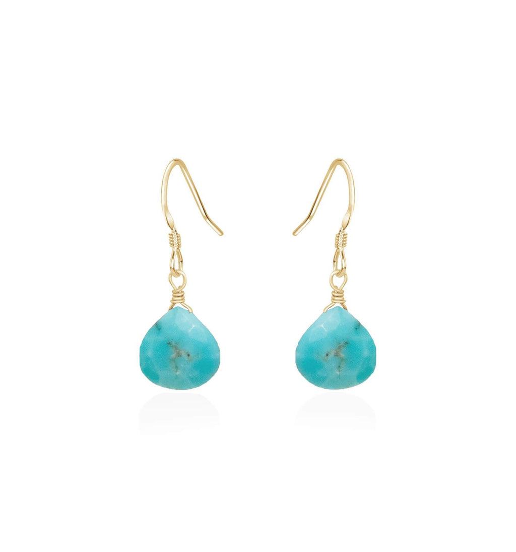 Turquoise Gemstone Teardrop Dangle Earrings - Turquoise Gemstone Teardrop Dangle Earrings - 14k Gold Fill - Luna Tide Handmade Crystal Jewellery