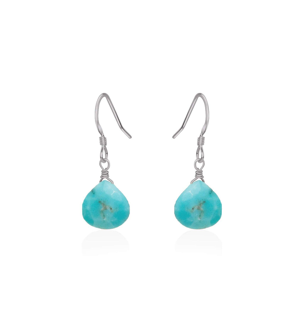 Turquoise Gemstone Teardrop Dangle Earrings - Turquoise Gemstone Teardrop Dangle Earrings - Stainless Steel - Luna Tide Handmade Crystal Jewellery