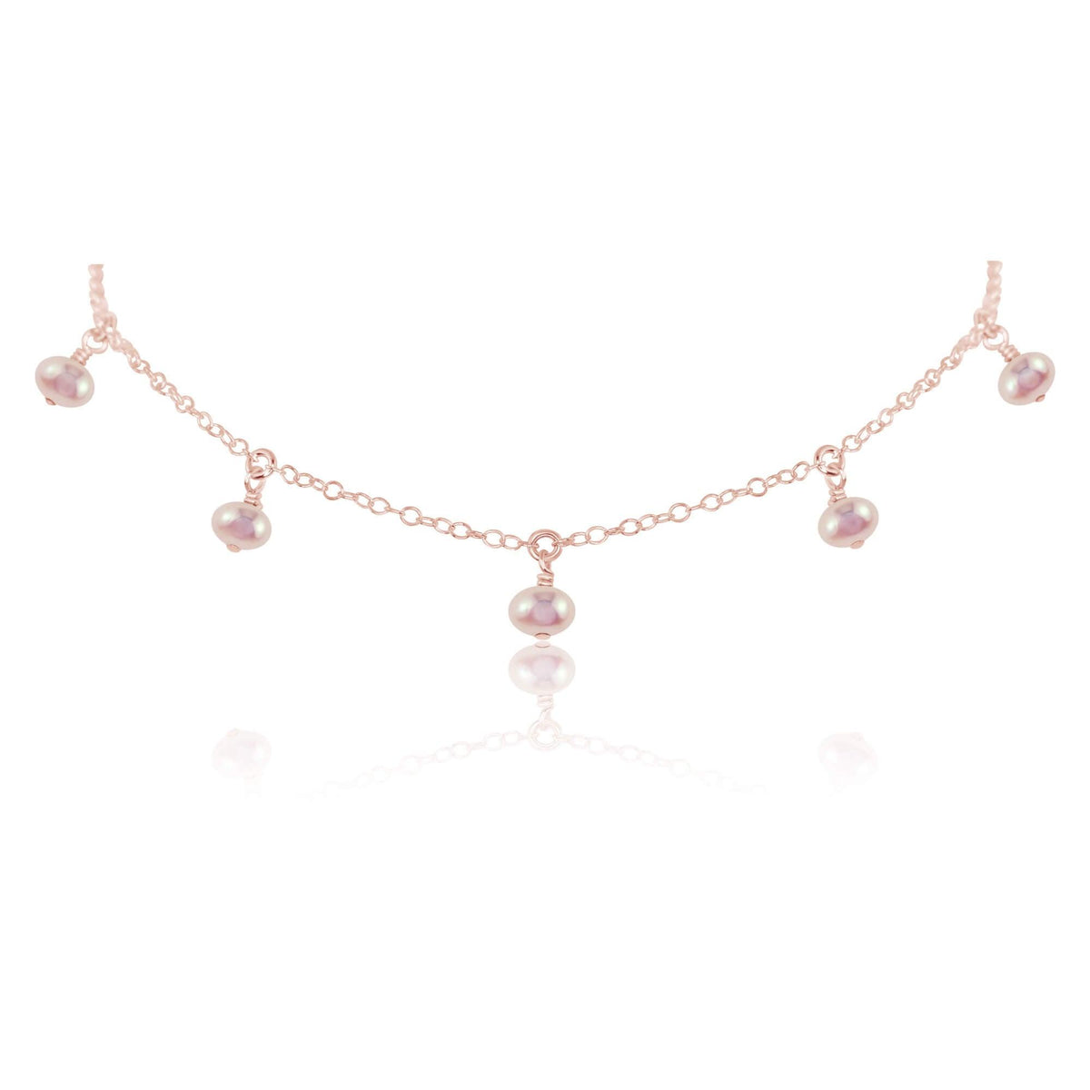 Bead Drop Choker - Freshwater Pearl - 14K Rose Gold Fill - Luna Tide Handmade Jewellery