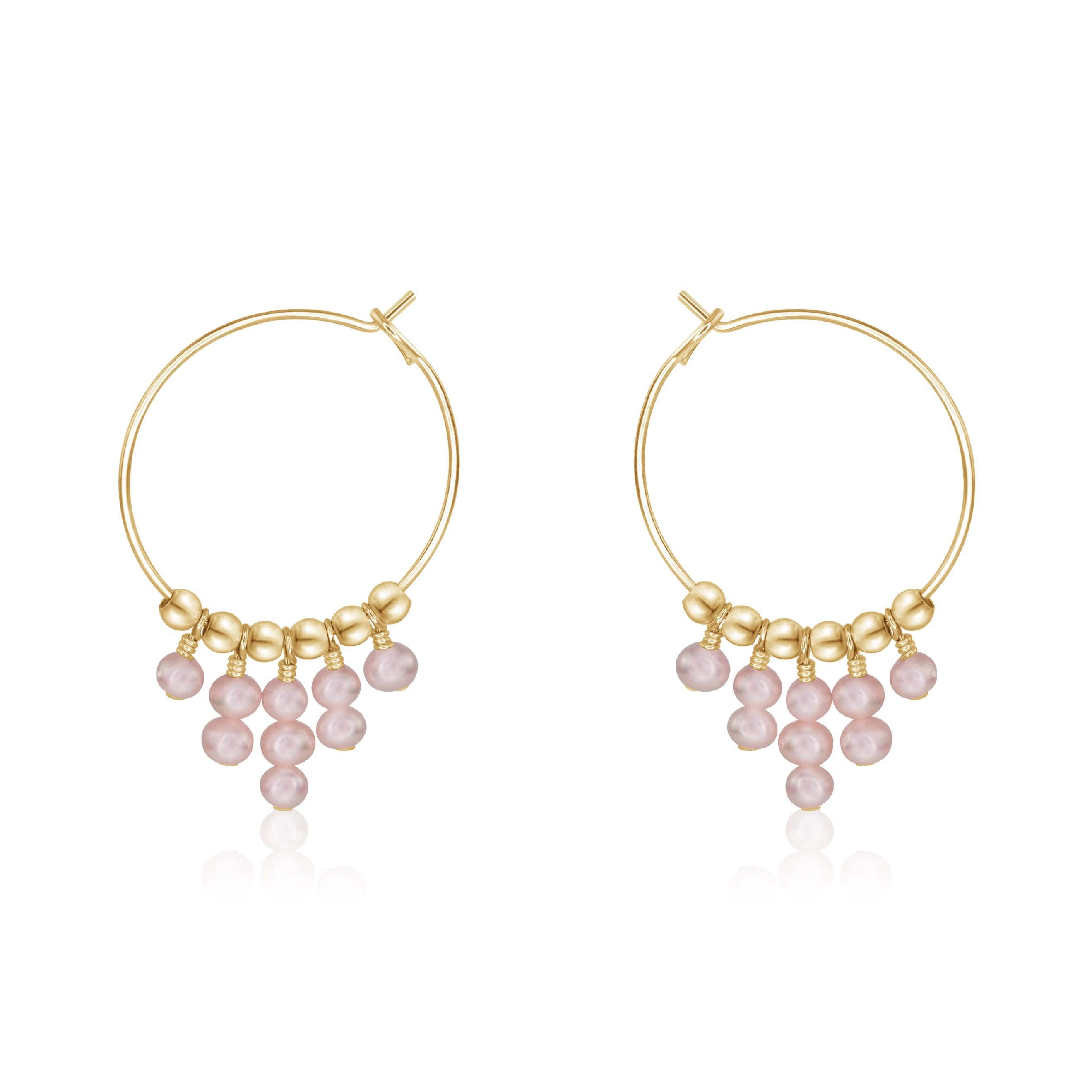 White Freshwater Pearl Statement Hoop Earrings - White Freshwater Pearl Statement Hoop Earrings - 14k Gold Fill - Luna Tide Handmade Crystal Jewellery