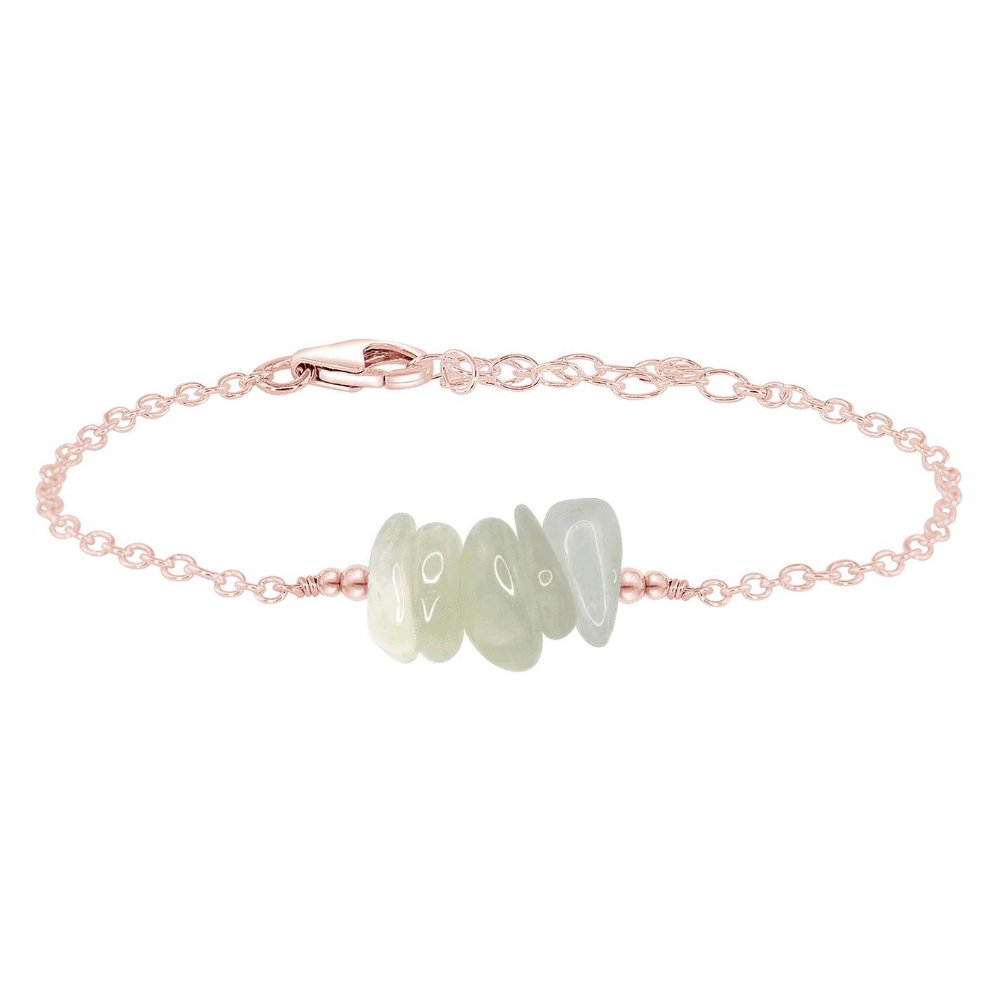 White moonstone Chip Bead Bar Bracelet - White moonstone Chip Bead Bar Bracelet - 14k Rose Gold Fill - Luna Tide Handmade Crystal Jewellery