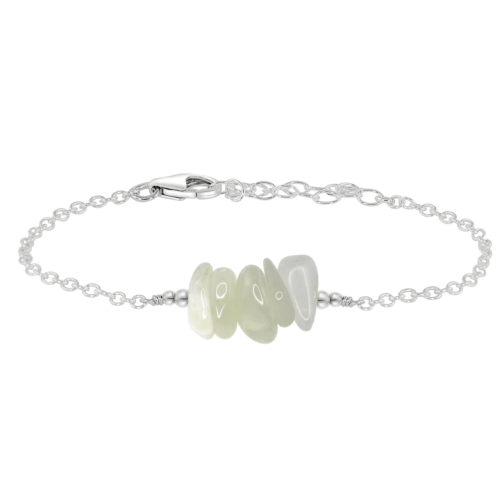 White moonstone Chip Bead Bar Bracelet - White moonstone Chip Bead Bar Bracelet - Sterling Silver - Luna Tide Handmade Crystal Jewellery